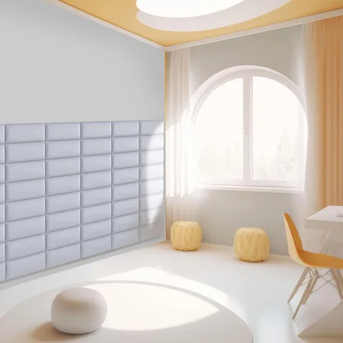Vista 22 de Paneles tapizados para cabecero, 6 paneles de 7.8 x 15.7 pulgadas, paneles acolchados de pared para niños, cabecero de cama 3D anticolisión montado