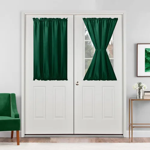 Vista 69 de Hiasan Cortinas francesas para puerta de privacidad, cortina frontal semitransparente con bolsillo para barra para ventana de puerta, 1 panel
