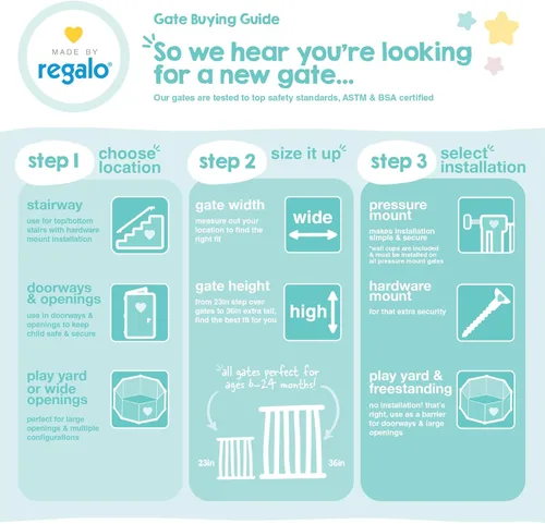 Vista 5 de Regalo Easy Step - Puerta de seguridad extra ancha de 49 pulgadas para bebé, incluye kit de extensión de 4 pulgadas y 12 pulgadas, kit de montaje a