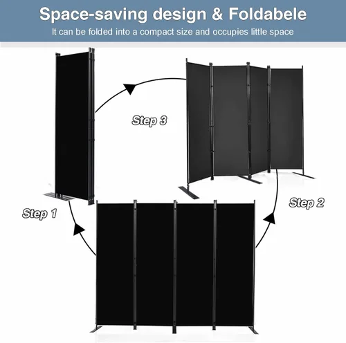Vista 4 de Divisor de habitación, pantalla de privacidad portátil y plegable, divisor de habitación de 4 paneles, pantalla de partición independiente