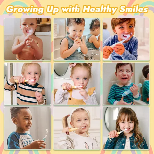 Vista 7 de Papablic Cepillo de Dientes Eléctrico Sónico para Niños Pequeños de 1-3 Años, Cepillo de Dientes Eléctrico para Bebé con Bonita Cubierta de Conejo