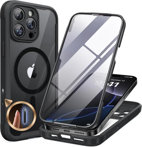 Vista 54 de Miracase Glass Series - Funda para iPhone 11 de 6.1 pulgadas, funda resistente de cuerpo completo mejorado con protector de pantalla de vidrio Negro