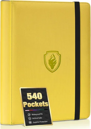 Vista 20 de Carpeta de tarjetas prémium con 9 bolsillos para 360 tarjetas, carpeta de tarjetas coleccionables de poliuretano resistente, álbum de colección