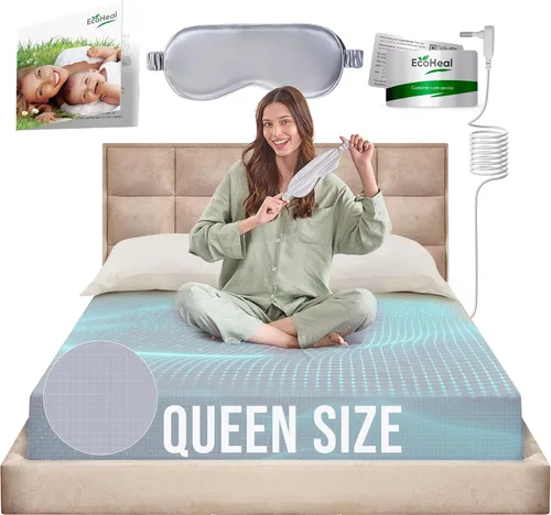 Vista 29 de Sábanas de conexión a tierra ECOHEAL tamaño individual con 12% fibra de plata, 4% seda y 84% algodón - Beige - Sábana bajera conectada a tierra