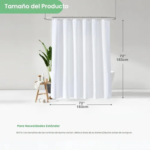 Vista 6 de Cortina de ducha Dynamene de tela blanca, cortinas de ducha de lujo para hotel con textura de nido de abeja, cortinas de baño pesadas de 72