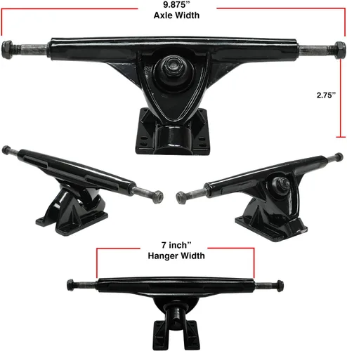 Vista 2 de Yocaher Longboard - Juego de ruedas para monopatín de 2.795 in + camiones negros de aluminio resistente de 7 pulgadas/7.087 in, rodamiento