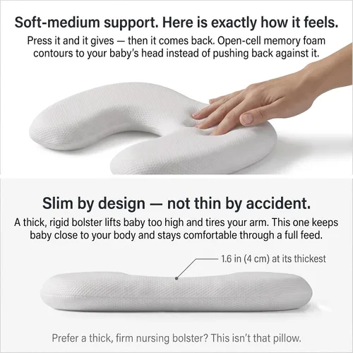 Vista 3 de Almohada para el brazo de alimentación del bebé, funda extraíble CertiPUR-US Certified, Central Head Indent, Breathable 3D Mesh, For Ages 0-12