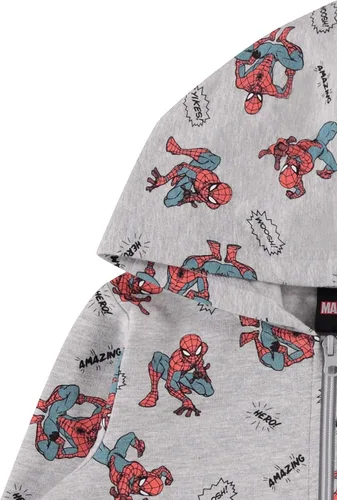 Vista 3 de Marvel Sudadera con capucha de Spiderman para niños pequeños - Spiderman, Ironman, Capitán América y Hulk para niños pequeños con cremallera y cómics