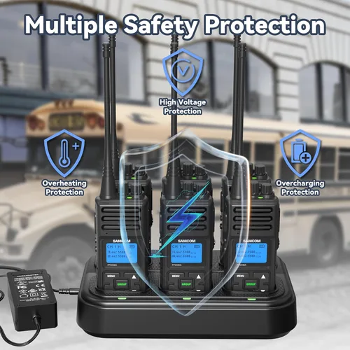 Vista 5 de SAMCOM Cargador de seis vías, estación de carga multiunidad, compatible con Walkie Walkie Talkies FPCN30A y batería de 1500 mAh, base de carga 6