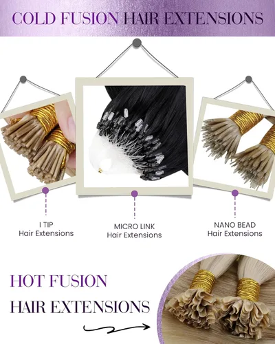 Vista 7 de LaaVoo Extensiones de cabello humano real de microcuentas, extensiones de cabello negro azabache, extensiones de cabello largo y lacio, 24 pulgadas