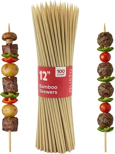 Vista 8 de GUSTO [25,4 cm - 100 unidades] Brochetas de bambú para shish kabob, parrilla, frutas, aperitivos y cócteles (anteriormente paquete Comfy)