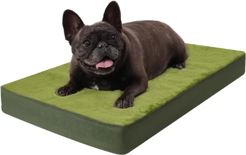 Vista 8 de KSIIA - Cama ortopédica para jaula de perro, impermeable, para perros pequeños, de felpa, lavable, con espuma tipo caja de huevo y funda Negro
