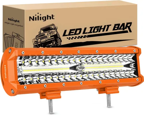 Vista 13 de Nilight 12 pulgadas 300 W Barra de luz LED, 2 piezas de 4 pulgadas, 60 W, módulos de luz, luz estroboscópica ámbar y blanca, 6 modos, función