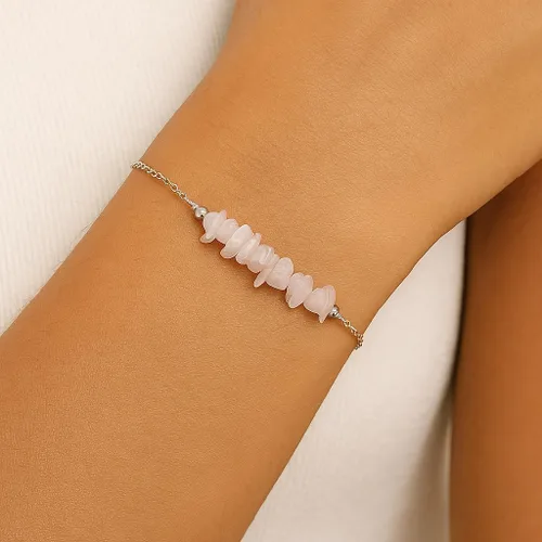 Vista 75 de TGH Pulsera de barra de chips naturales, cristal curativo, pulsera de cuentas crudas chapada en plata, cadena ajustable de 7 + 1 pulgada, regalo