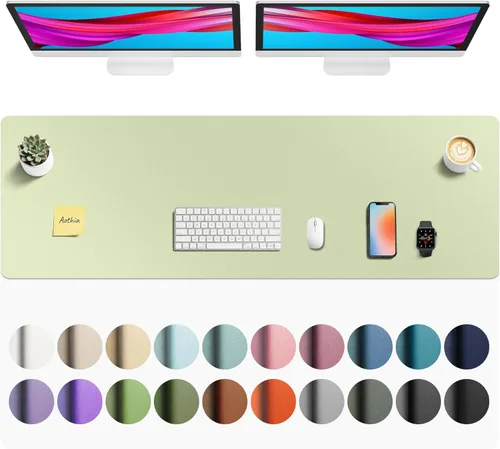 Vista 14 de Aothia - Protector de escritorio de cuero sintético, base para mouse y cubierta antideslizante, superficie impermeable para laptop y escritura