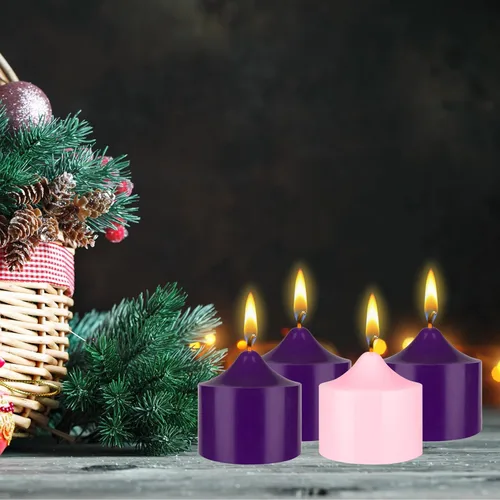 Vista 6 de Mega Candles Juego de 4 velas de Adviento de Navidad sin perfume, vertidas a mano de cera de alta calidad, velas de pilar redondas de 3 x 3