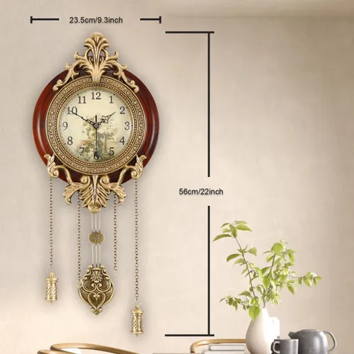 Vista 3 de Aero Snail Reloj de pared de 9 pulgadas estilo retro vintage de madera para interiores con péndulo oscilante