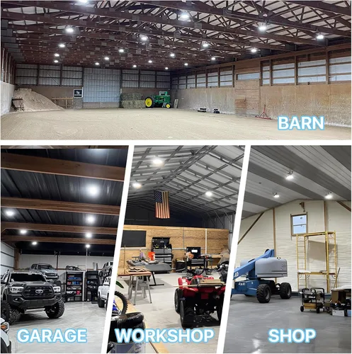 Vista 5 de HYPERLITE UFO LED High Bay Light: 150W 19500LM High Bay LED Luces de tienda con enchufe de 6 pies - 5000K IP65 LED Warehouse Luces para taller
