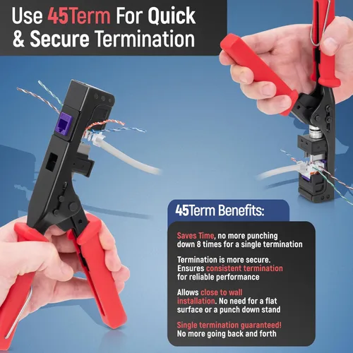 Vista 53 de Everest - Paquete de 50 conectores Keystone RJ45 Cat6 en ángulo de 45°, color blanco, conectores RJ45 hembra de perfil delgado, conector Keystone