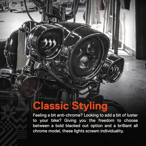 Vista 2 de TRUE MODS - Faro delantero LED de 7 pulgadas para Harley Davidson [acabado negro] convertidores H4 Plug and Play para Road King Electra Glide Ultra