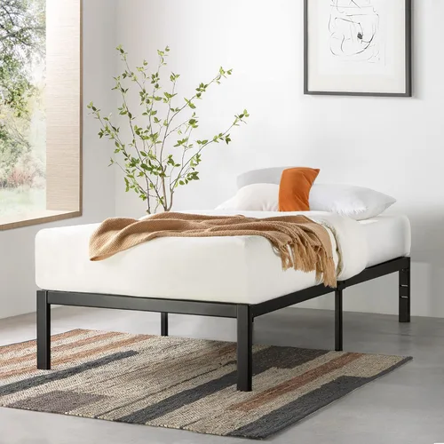 Vista 11 de Mellow Rocky Base C - Cama de plataforma de 14 pulgadas, acero blanco resistente, con listones de acero anchos patentados (no necesita somier)