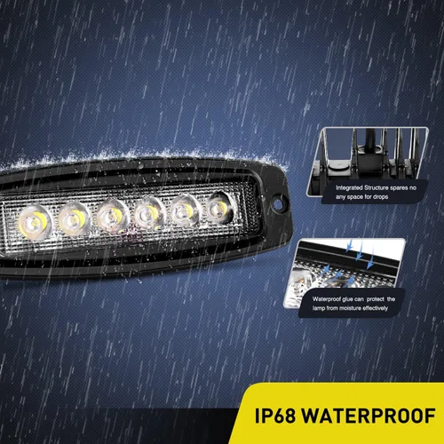 Vista 3 de Nilight 2 cápsulas LED de montaje empotrado de 18 W, 7.3 pulgadas, barra de luz antiniebla para todo terreno, iluminación impermeable para tractor