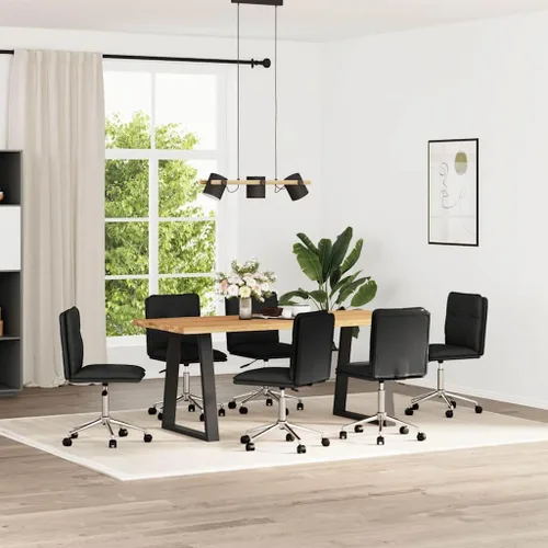 Vista 11 de Modern Dining Chair Set of 2, Black Faux Leather, Plywood, Metal, Adjustable Height for Kitchen Dining Room