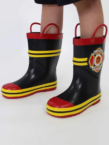 Vista 6 de Bombero Bombero Niños Niñas Estilo Traje Botas de lluvia (Niño pequeñoNiño), negro