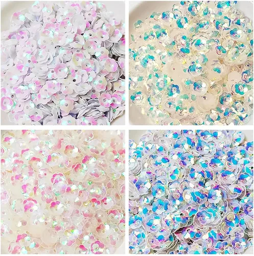 Vista 6 de 1.41 oz Frosted Flower Cup Sequins,6 mm Loose Sequins for Decor,Iridescent Spangles for Jewelry Making Wedding Dress Decoration(Green)