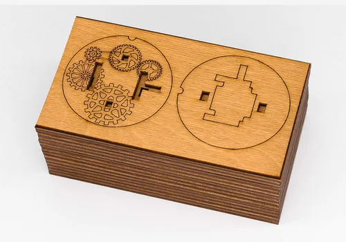 Vista 4 de iDventure Kryptos - Caja de rompecabezas 3D con código secreto - Caja de dinero Cryptex - Caja de tesoro de madera pequeña de regalo para adultos