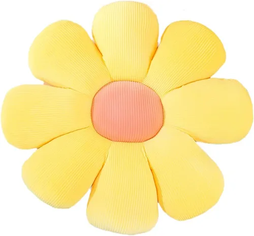 Vista 16 de Almohada en forma de flor, cojín de flores, almohada de lectura y almohada cómoda para el ocio, cojín de coche (amarillo/rosa, 15.7 x 15.7 in), 1