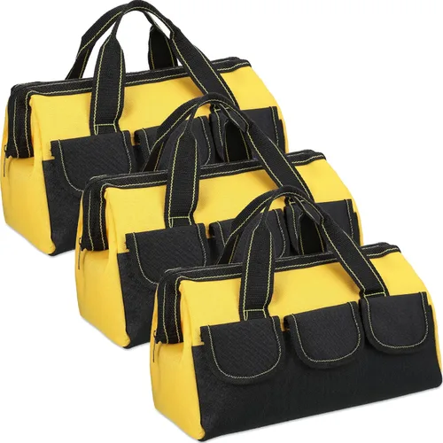 Vista 15 de Sanwuta Paquete de 3 bolsas de herramientas para hombres con parte inferior dura impermeable, bolsa de herramientas de alta resistencia de boca