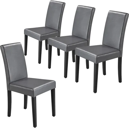 Vista 26 de Yaheetech Juego de 2 Sillas de Comedor Modernas de Cuero Sintético para Comedor con Patas de Madera de Goma y Asiento Acolchado para Cocina/Sala