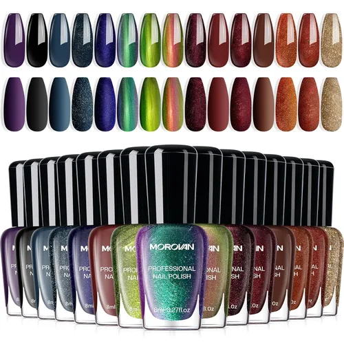 Vista 12 de Morovan Juego de esmaltes de uñas brillantes: juego de regalo de larga Arco iris vibrante A1