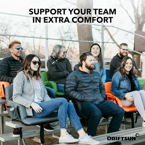 Vista 3 de Driftsun Asientos de estadio extra anchos con respaldo – Sillas plegables de lujo para gradas – Silla deportiva plegable impermeable – Fácil