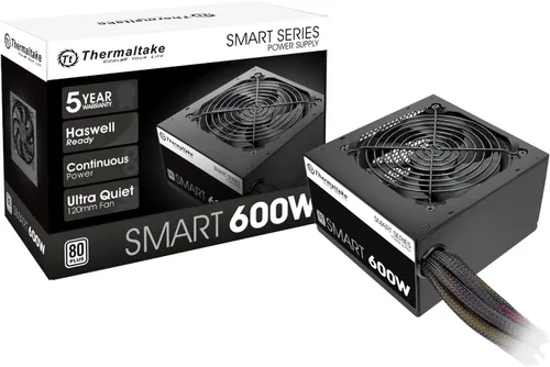Vista 9 de Thermaltake Smart 500W 80+ White Certificado PSU, Alimentación continua con ventilador de refrigeración ultrasilencioso de 120 mm, fuente