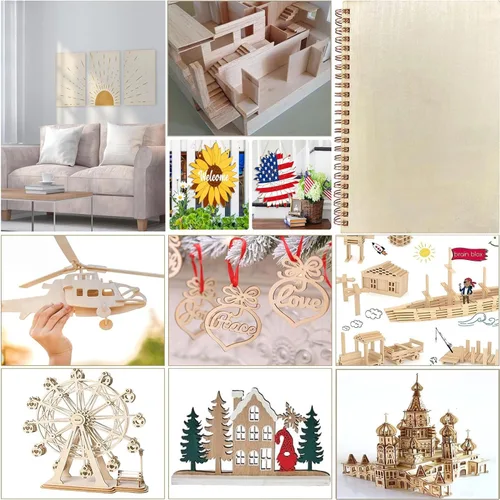 Vista 7 de Paquete de 30 hojas de tilo de 12 x 18 x 1/16 para manualidades, hojas finas de madera contrachapada, hojas de madera de balsa, tableros de madera