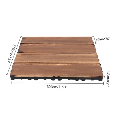 Vista 7 de 36 azulejos entrelazados para terrazas de patio, baldosas de madera dura de 12 x 12 pulgadas, adoquines de suelo compuesto de madera