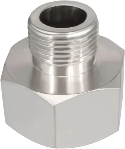 Vista 2 de Adaptador de manguera de agua de latón niquelado G 1/2 hembra a 3/8 macho convertidor de compresión reductor conector para grifo de cocina