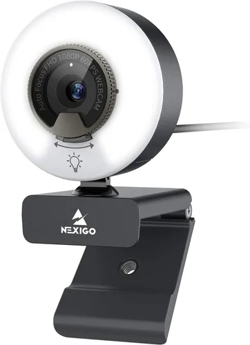 Vista 12 de NexiGo N930E Pro, cámara web 4K con luz de anillo, enfoque automático PDAF, 1080P @60FPS, micrófonos con doble cancelación de ruido, obturador
