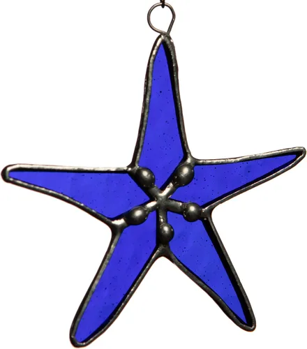 Vista 7 de Atrapasoles de Estrella de Mar de Vidrio Emplomado Perla Negra de 3" - Ideal para Decoración del Hogar Costero, Decoración de Dormitorio, Decoración