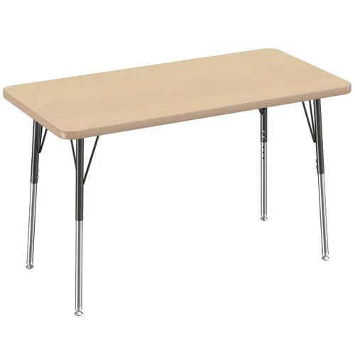 Vista 41 de FDP - Mesa rectangular para actividades escolares y de oficina (24 x 36 pulgadas), patas estándar con deslizadores giratorios, altura ajustable