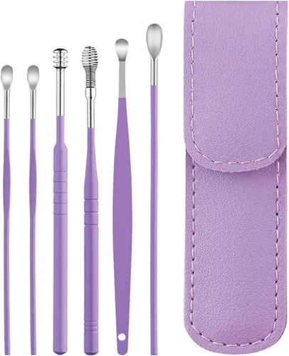 Vista 8 de Kit de eliminación de cera de oído de 6 piezas, herramientas limpiadoras de oídos: mini alcance portátil con acero inoxidable 360° herramienta