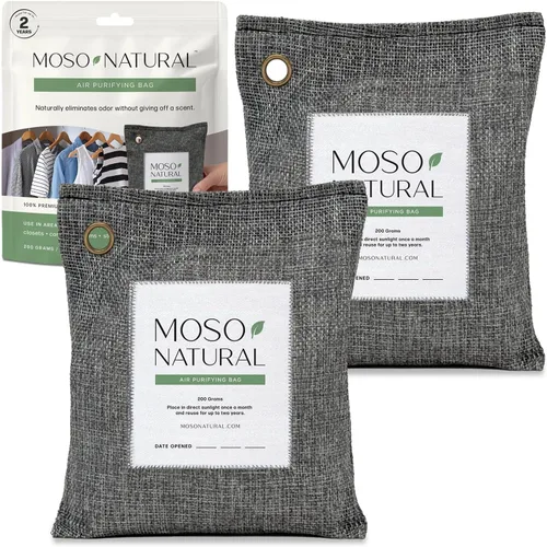 Vista 12 de Moso Natural Bolsa purificadora de aire de 7.05 oz (paquete de 3) HGTV Editor's Pick Absorbedor de olores de carbón de bambú premium para el hogar