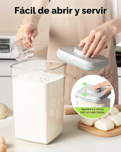 Vista 2 de Ankou Recipiente hermético de almacenamiento de alimentos con tapa y cuchara de 4.4 fl oz, 4 L/4.2 cuartos de galón sin BPA, contenedor de arroz