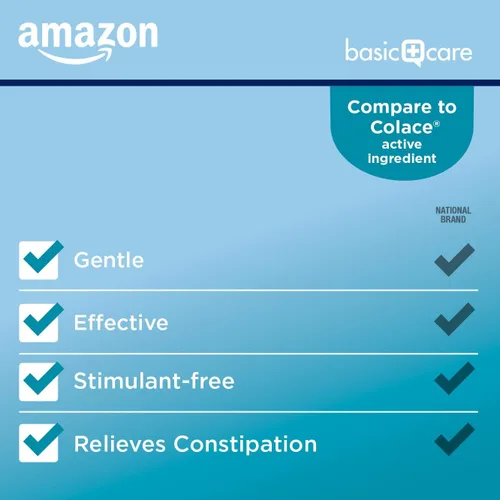 Vista 2 de Amazon Basic Care Suavizante de heces con laxante Docusato sódico 100 mg, cápsulas de gel, para el alivio del estreñimiento, 100