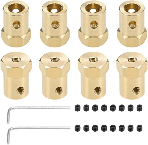 Vista 7 de uxcell Acoplador hexagonal de 0.118 in con motor de orificio hexagonal de latón acoplamiento flexible para ruedas de automóvil, neumáticos, motor