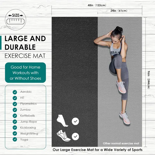 Vista 3 de Large Exercise Mat, 8' x 6'/8' x 4'/6' x 4' Extra Durable Workout Mats for Home Gym Flooring, High-Density Gym Mats Cardio Mat for Jump Rope, MMA