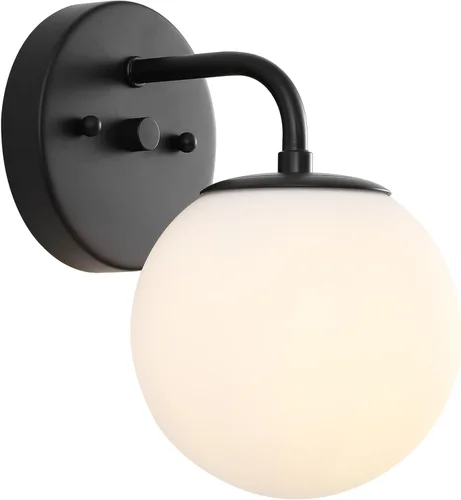 Vista 10 de JONATHAN Y Lámpara de pared moderna con diseño de globo dorado de 5.75 pulgadas para baño, pantalla de vidrio esmerilado blanco, lámpara de pared