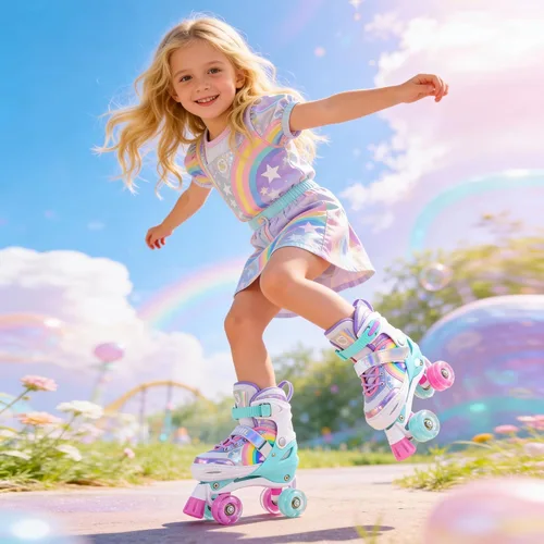 Vista 5 de Patines para niñas con lunares, color blanco, M